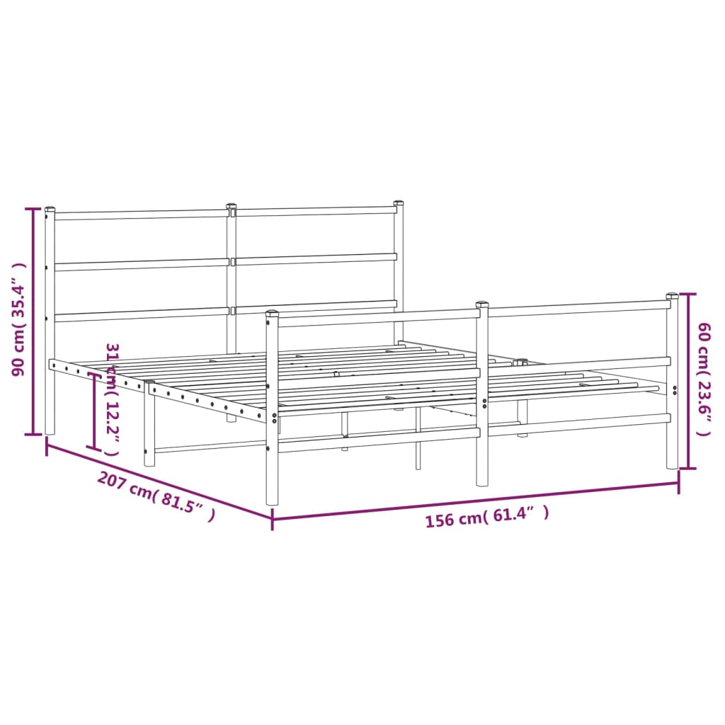 Bedframe met hoofd- en voeteneinde metaal wit 150x200 cm is nu te koop bij PeponiXL, paradijselijk wonen!