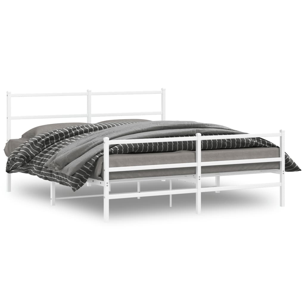 Bedframe met hoofd- en voeteneinde metaal wit 150x200 cm is nu te koop bij PeponiXL, paradijselijk wonen!