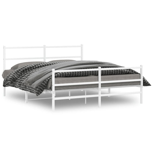 Bedframe met hoofd- en voeteneinde metaal wit 150x200 cm is nu te koop bij PeponiXL, paradijselijk wonen!