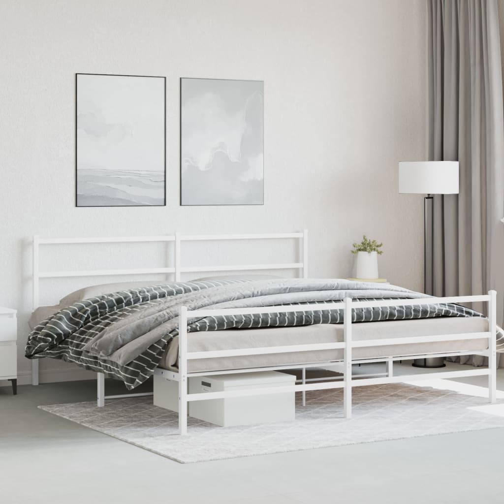 Bedframe met hoofd- en voeteneinde metaal wit 183x213 cm is nu te koop bij PeponiXL, paradijselijk wonen!
