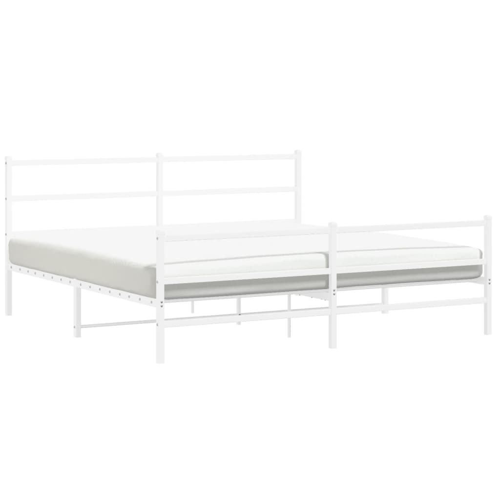 Bedframe met hoofd- en voeteneinde metaal wit 183x213 cm is nu te koop bij PeponiXL, paradijselijk wonen!