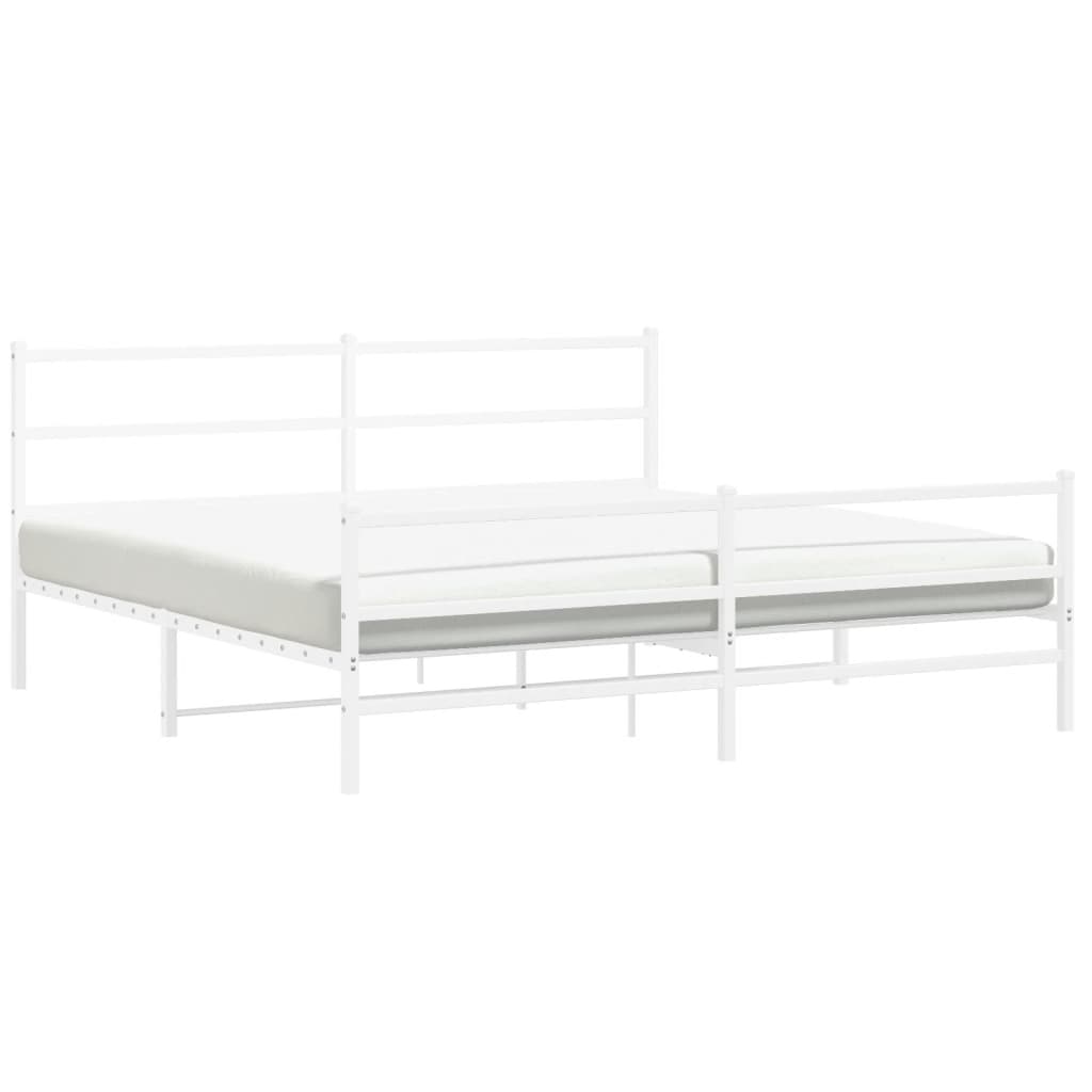 Bedframe met hoofd- en voeteneinde metaal wit 193x203 cm is nu te koop bij PeponiXL, paradijselijk wonen!