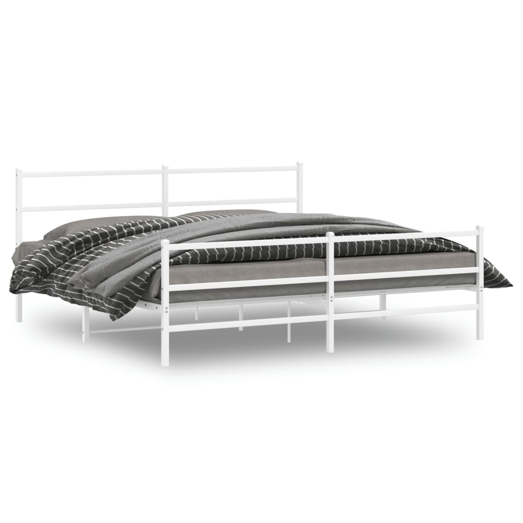 Bedframe met hoofd- en voeteneinde metaal wit 193x203 cm is nu te koop bij PeponiXL, paradijselijk wonen!