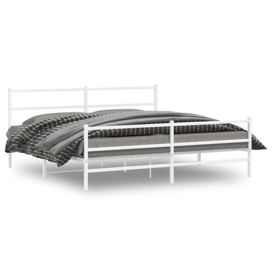 Bedframe met hoofd- en voeteneinde metaal wit 193x203 cm is nu te koop bij PeponiXL, paradijselijk wonen!