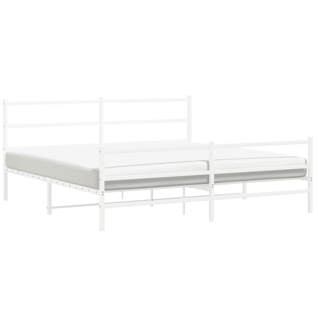 Bedframe met hoofd- en voeteneinde metaal wit 200x200 cm is nu te koop bij PeponiXL, paradijselijk wonen!