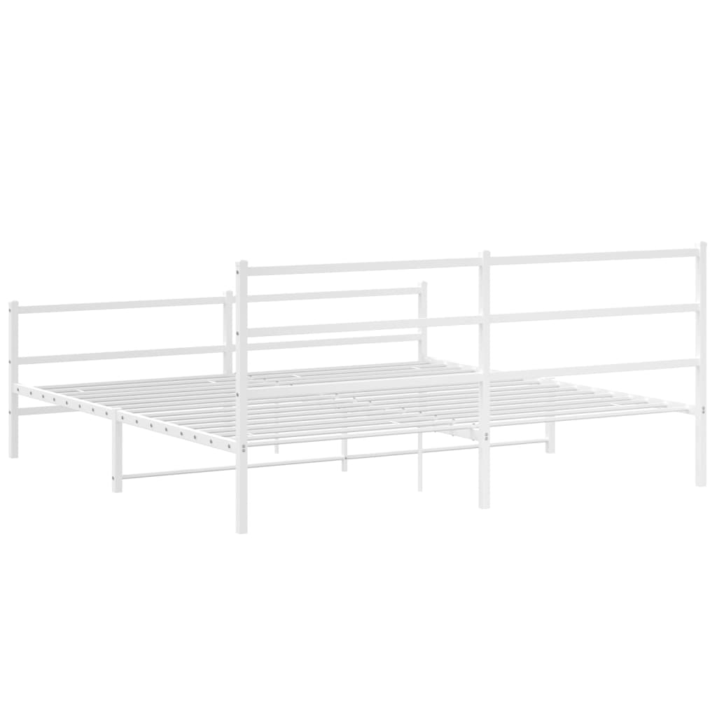 Bedframe met hoofd- en voeteneinde metaal wit 200x200 cm is nu te koop bij PeponiXL, paradijselijk wonen!