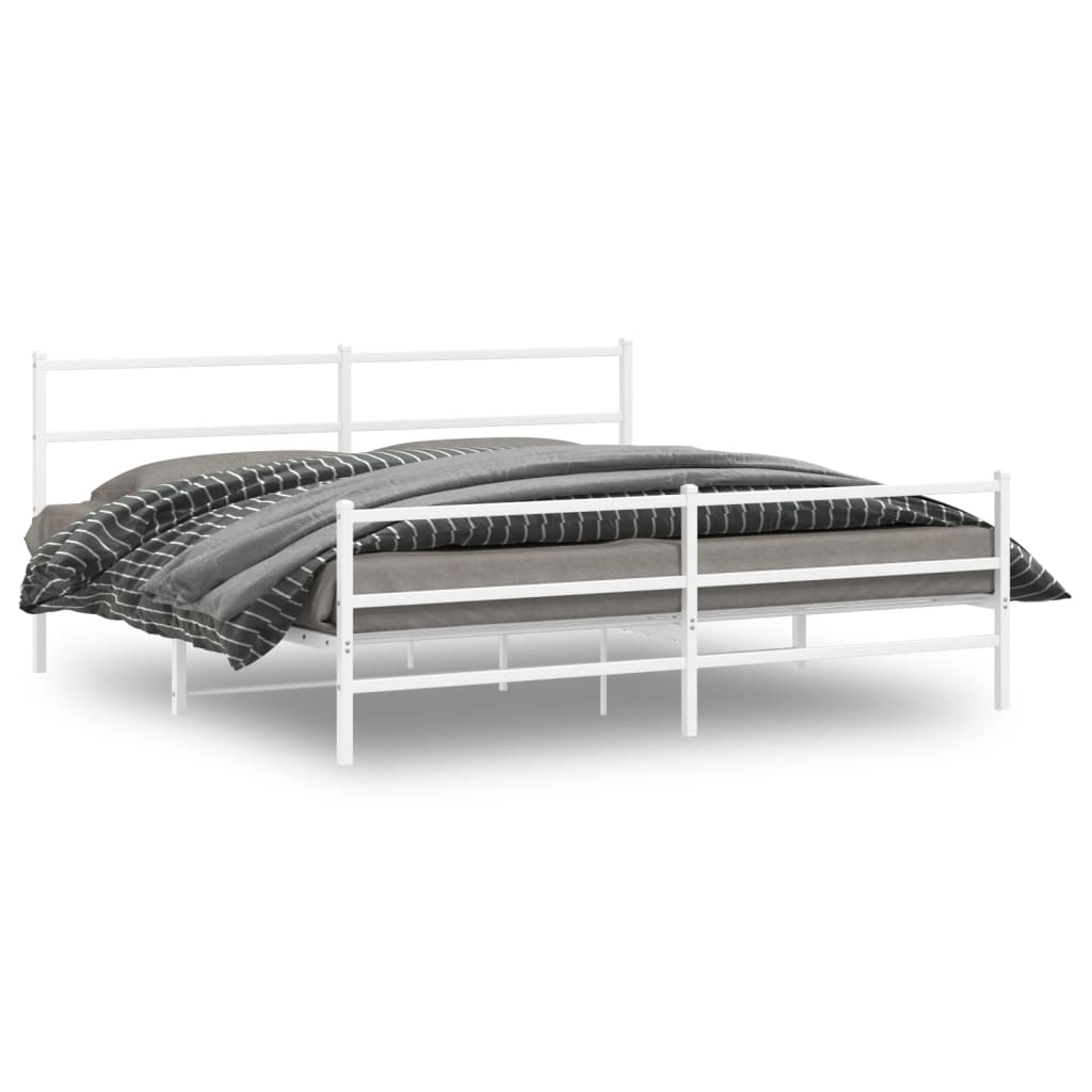 Bedframe met hoofd- en voeteneinde metaal wit 200x200 cm is nu te koop bij PeponiXL, paradijselijk wonen!