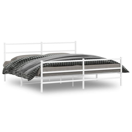 Bedframe met hoofd- en voeteneinde metaal wit 200x200 cm is nu te koop bij PeponiXL, paradijselijk wonen!