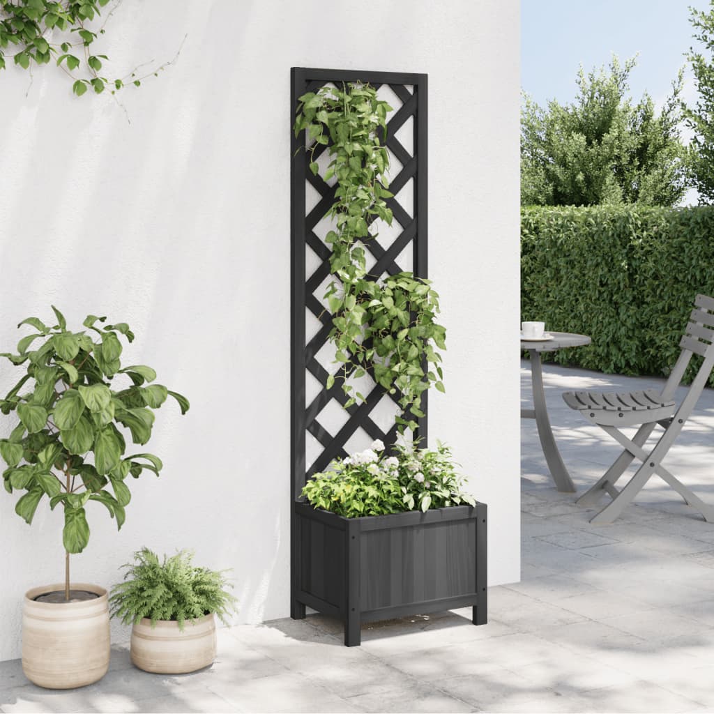 Plantenbak met latwerk massief vurenhout zwart is nu te koop bij PeponiXL, paradijselijk wonen!