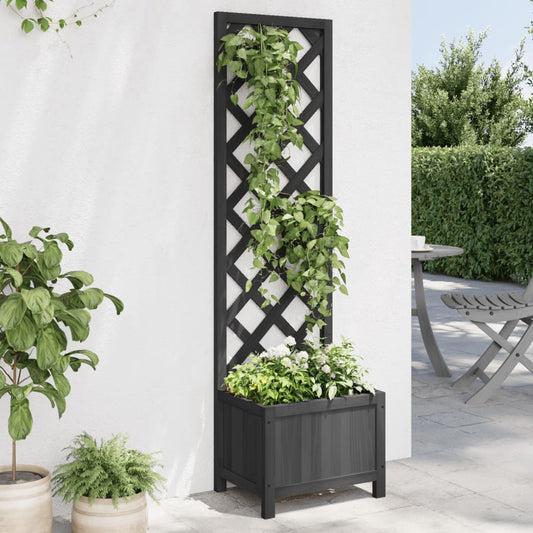 Plantenbak met latwerk massief vurenhout zwart is nu te koop bij PeponiXL, paradijselijk wonen!