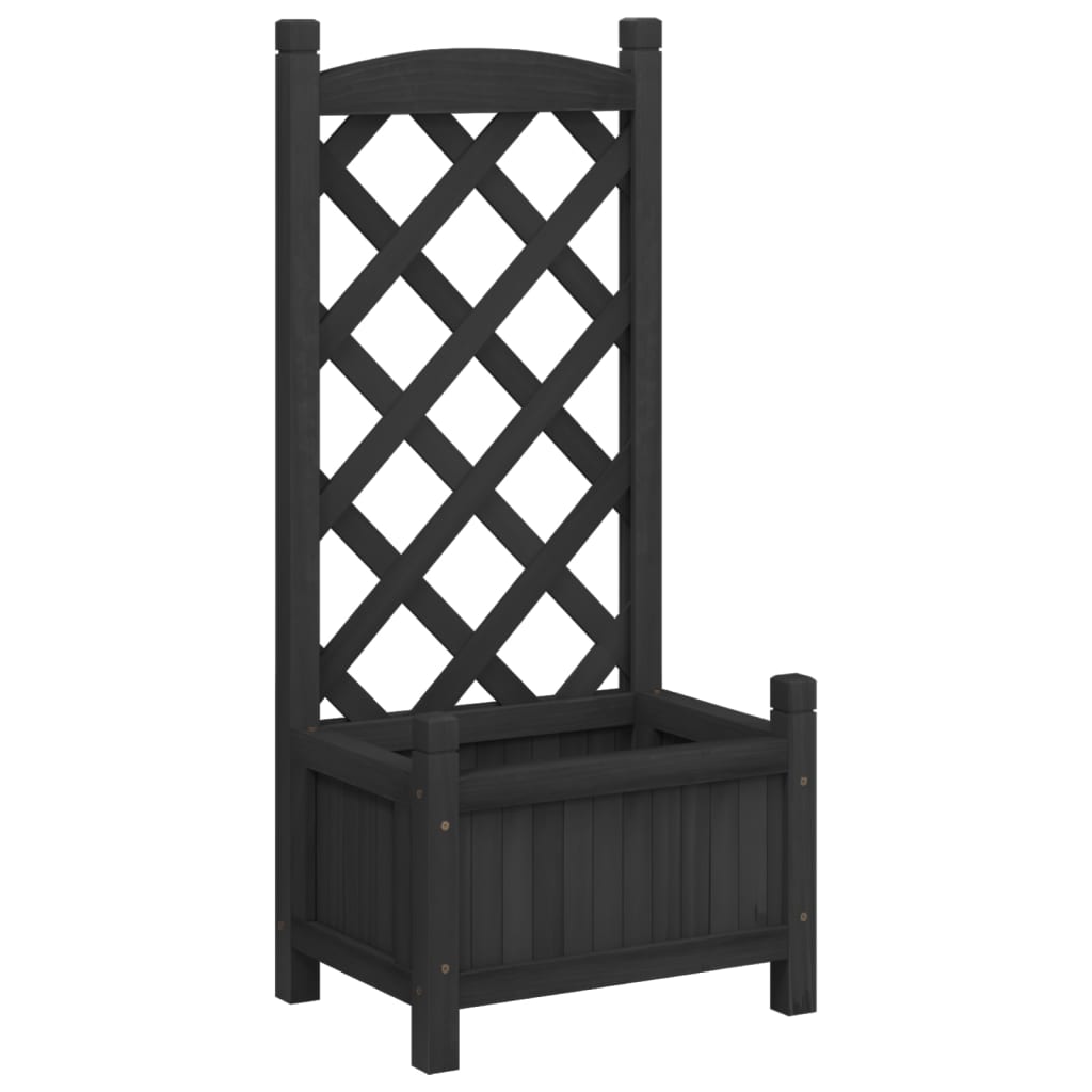 Plantenbak met latwerk massief vurenhout zwart is nu te koop bij PeponiXL, paradijselijk wonen!