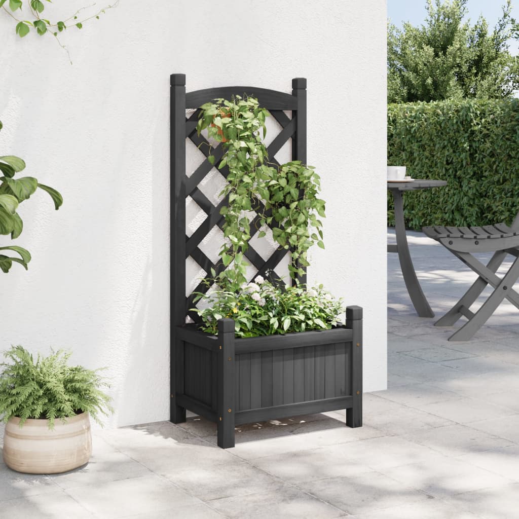 Plantenbak met latwerk massief vurenhout zwart is nu te koop bij PeponiXL, paradijselijk wonen!