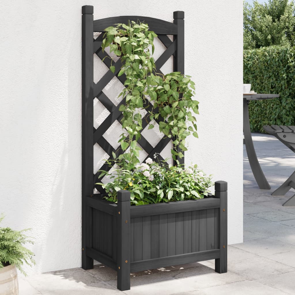 Plantenbak met latwerk massief vurenhout zwart is nu te koop bij PeponiXL, paradijselijk wonen!