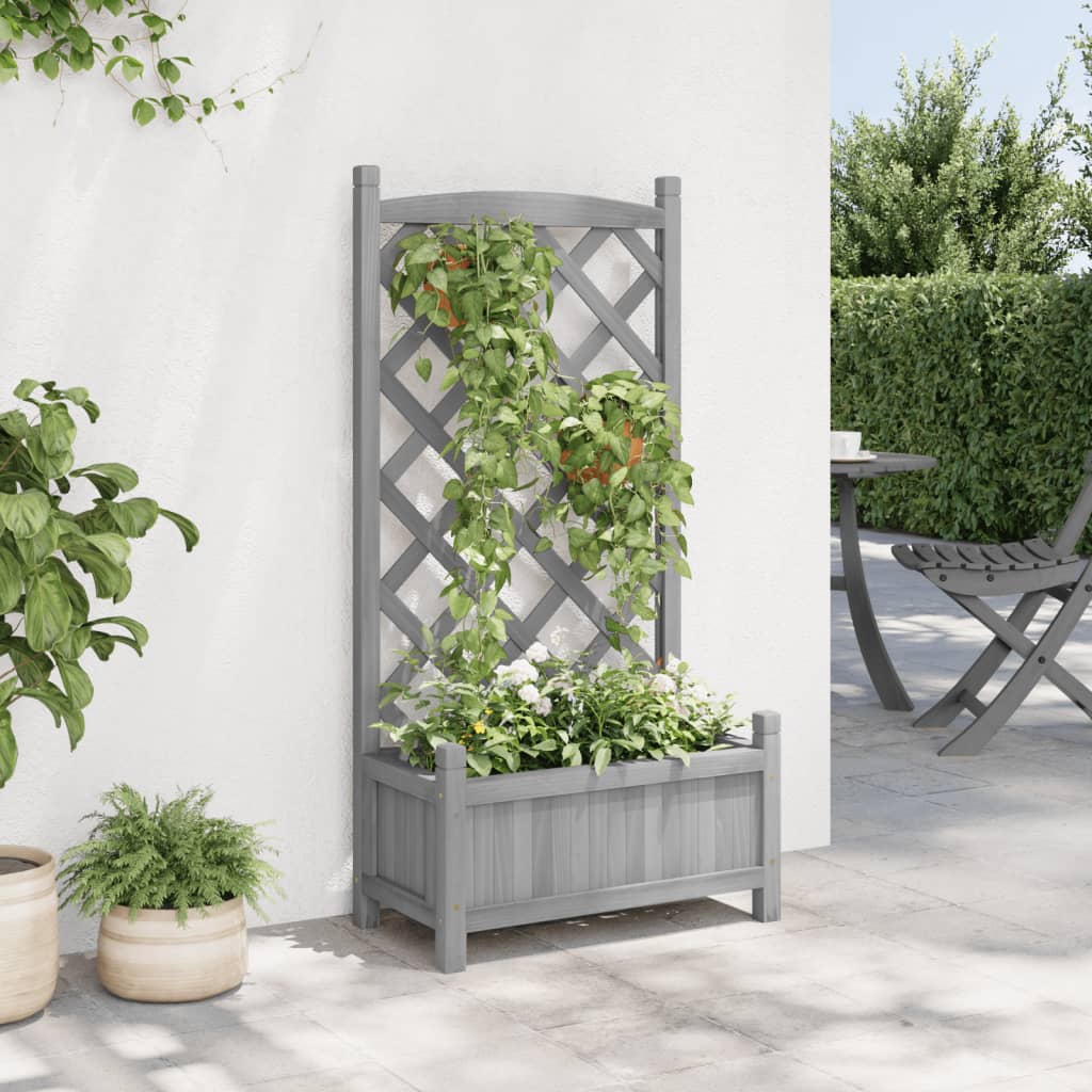 Plantenbak met latwerk massief vurenhout grijs is nu te koop bij PeponiXL, paradijselijk wonen!