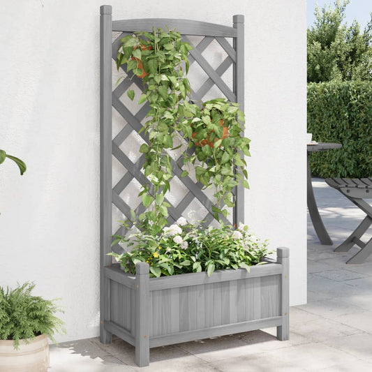 Plantenbak met latwerk massief vurenhout grijs is nu te koop bij PeponiXL, paradijselijk wonen!