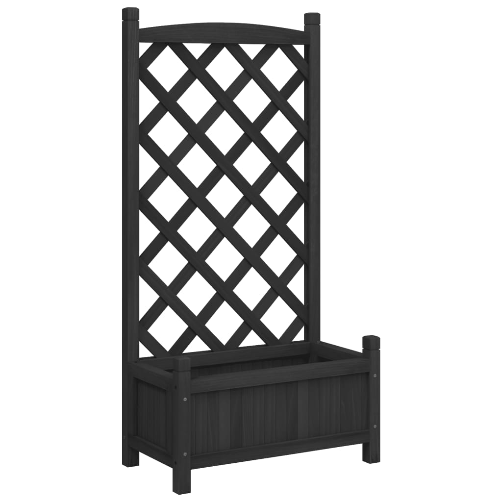Plantenbak met latwerk massief vurenhout zwart is nu te koop bij PeponiXL, paradijselijk wonen!