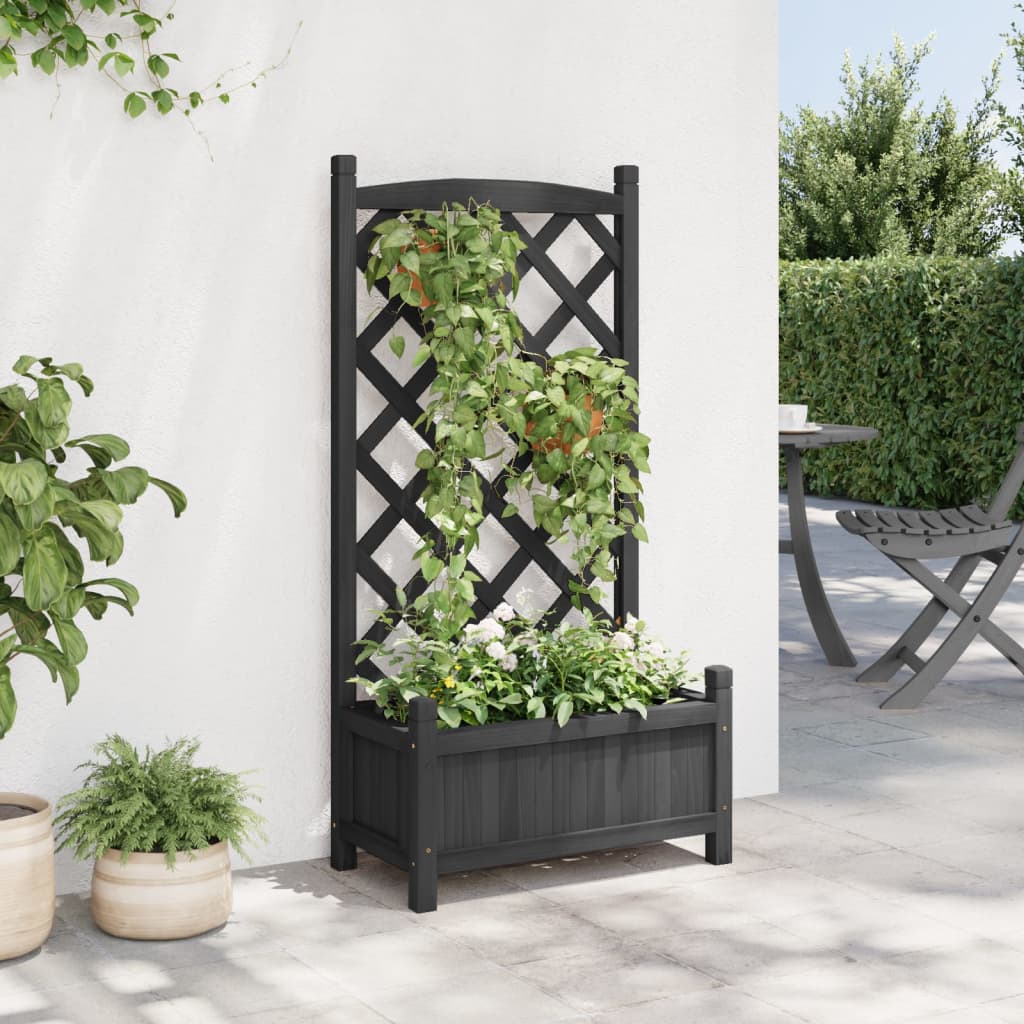 Plantenbak met latwerk massief vurenhout zwart is nu te koop bij PeponiXL, paradijselijk wonen!
