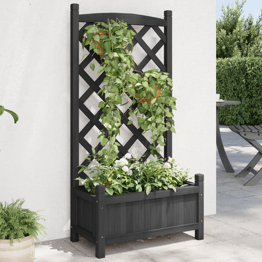 Plantenbak met latwerk massief vurenhout zwart is nu te koop bij PeponiXL, paradijselijk wonen!