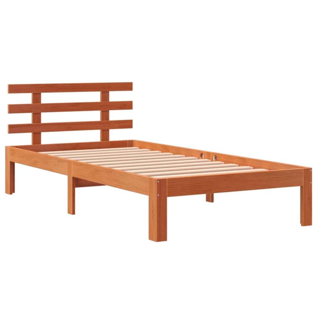Bedframe zonder matras massief grenenhout wasbruin 75x190 cm is nu te koop bij PeponiXL, paradijselijk wonen!
