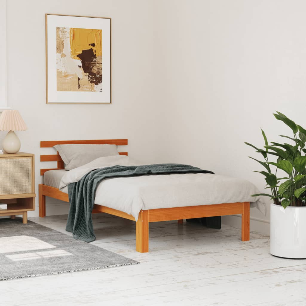 Bedframe zonder matras massief grenenhout wasbruin 75x190 cm is nu te koop bij PeponiXL, paradijselijk wonen!