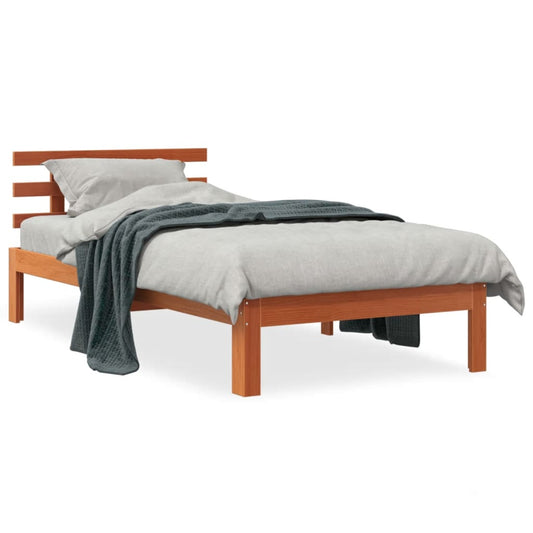 Bedframe zonder matras massief grenenhout wasbruin 100x200 cm is nu te koop bij PeponiXL, paradijselijk wonen!