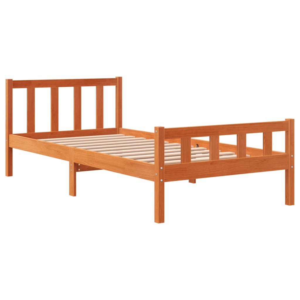 Bedframe zonder matras massief grenenhout wasbruin 75x190 cm is nu te koop bij PeponiXL, paradijselijk wonen!