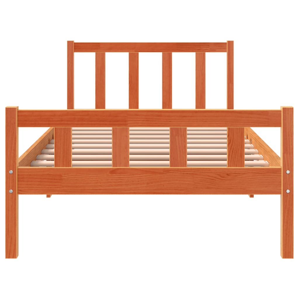 Bedframe zonder matras massief grenenhout wasbruin 75x190 cm is nu te koop bij PeponiXL, paradijselijk wonen!