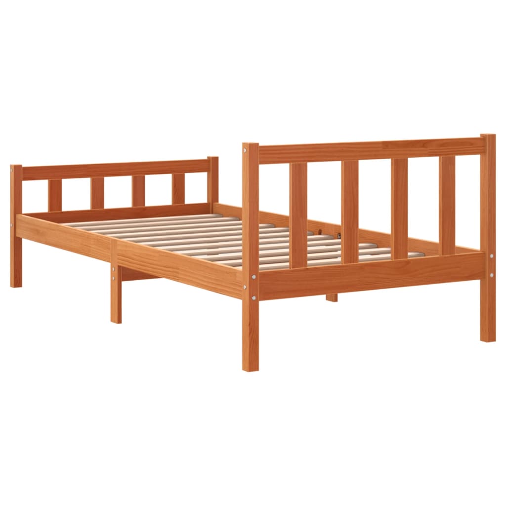 Bedframe zonder matras massief grenenhout wasbruin 75x190 cm is nu te koop bij PeponiXL, paradijselijk wonen!