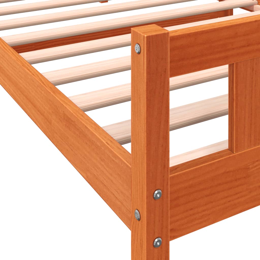 Bedframe zonder matras massief grenenhout wasbruin 75x190 cm is nu te koop bij PeponiXL, paradijselijk wonen!