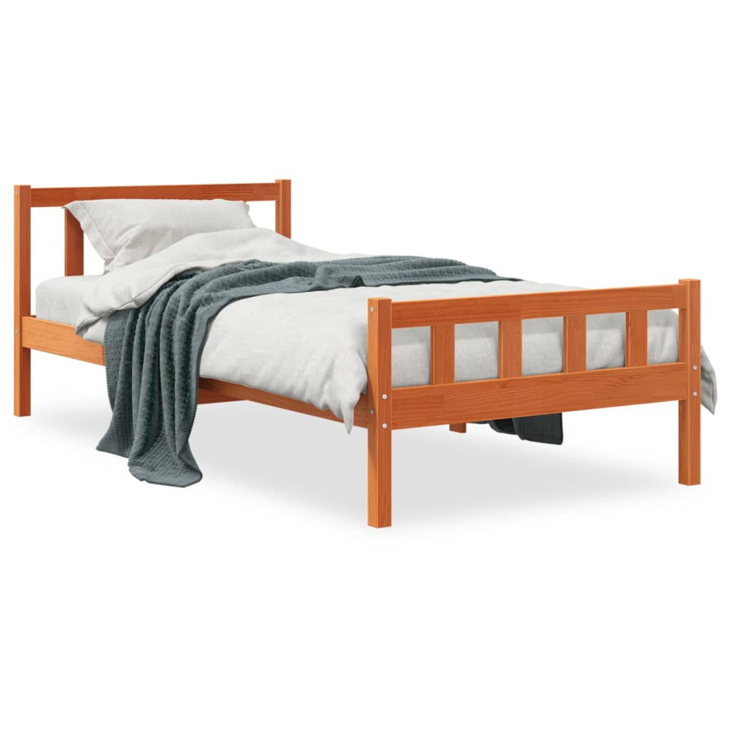 Bedframe zonder matras massief grenenhout wasbruin 75x190 cm is nu te koop bij PeponiXL, paradijselijk wonen!