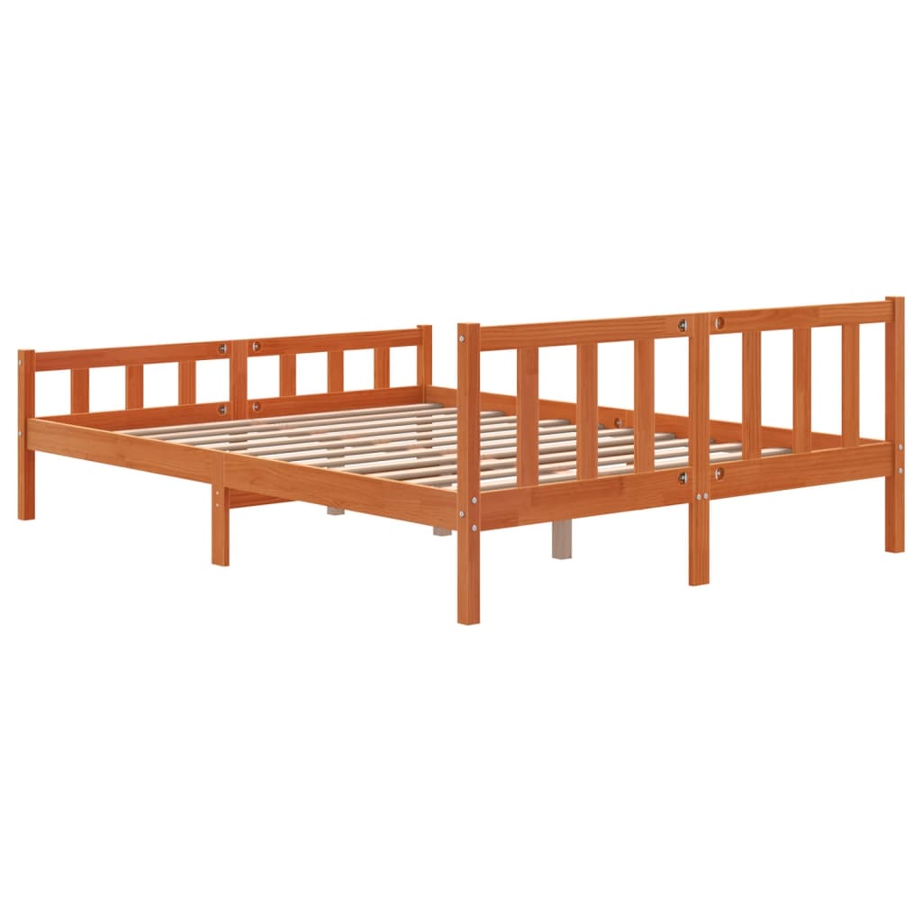 Bedframe zonder matras massief grenenhout wasbruin 150x200 cm is nu te koop bij PeponiXL, paradijselijk wonen!