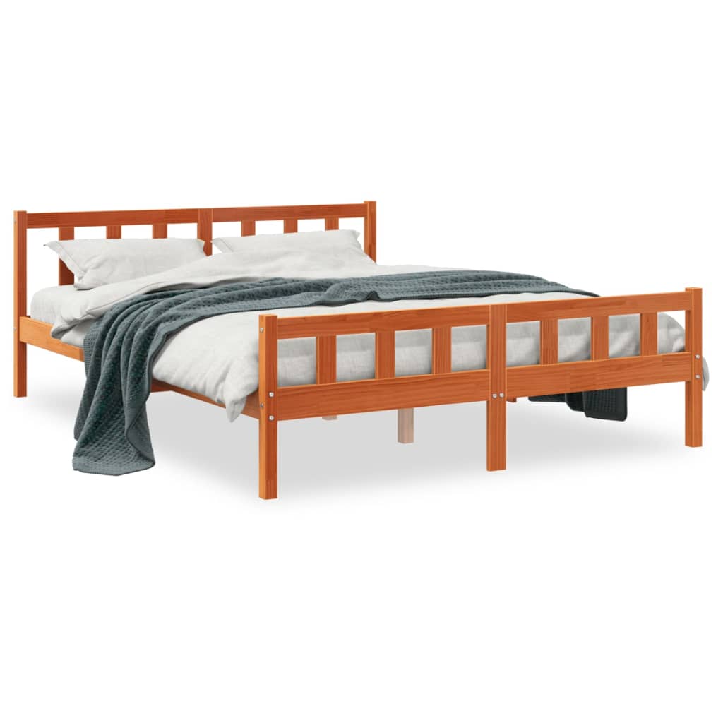Bedframe zonder matras massief grenenhout wasbruin 150x200 cm is nu te koop bij PeponiXL, paradijselijk wonen!