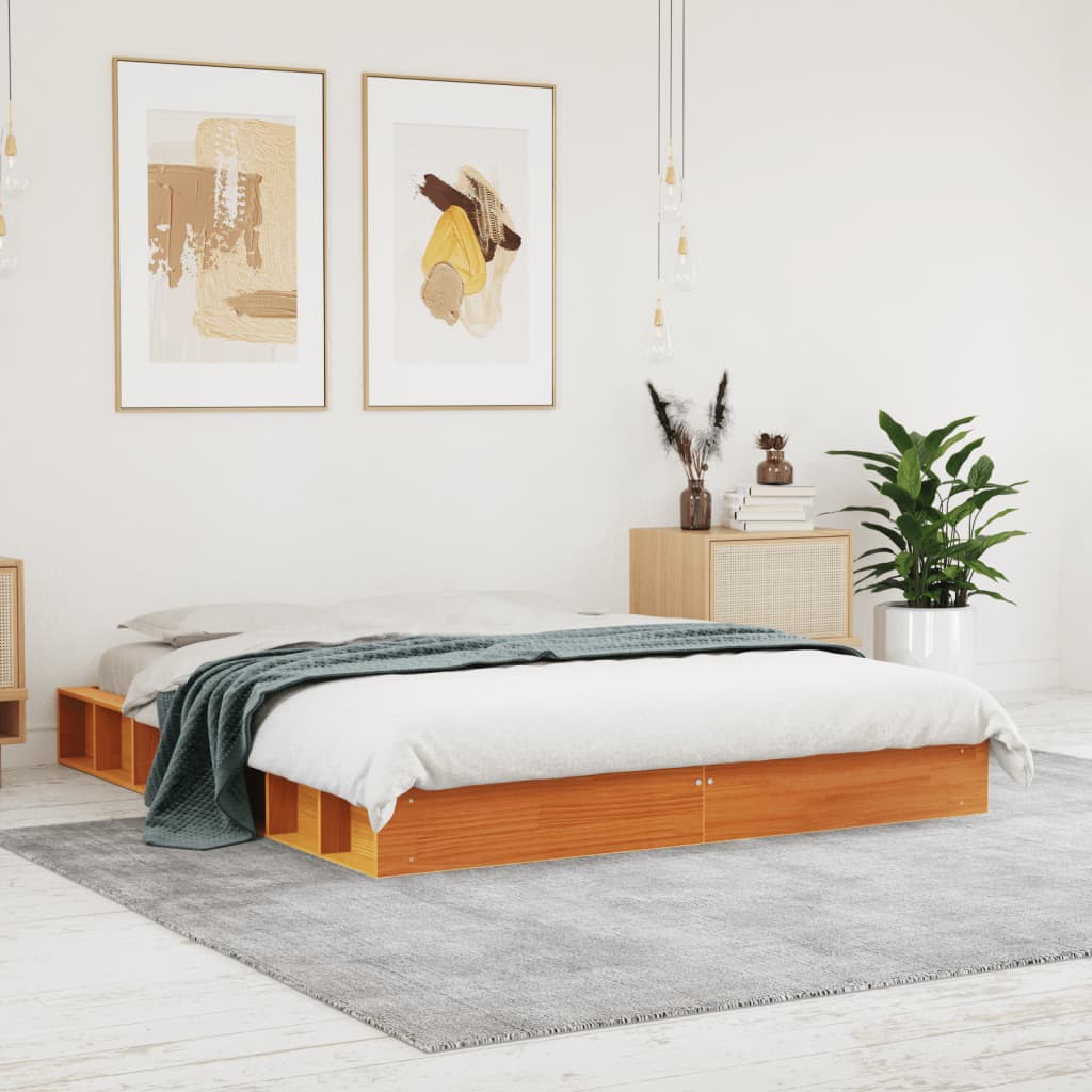 Bedframe zonder matras massief grenenhout wasbruin 160x200 cm is nu te koop bij PeponiXL, paradijselijk wonen!