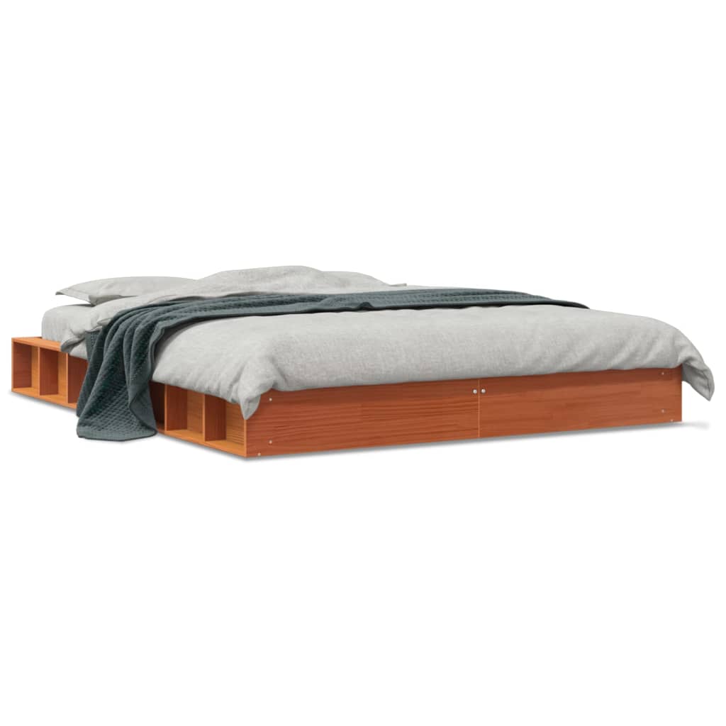 Bedframe zonder matras massief grenenhout wasbruin 160x200 cm is nu te koop bij PeponiXL, paradijselijk wonen!