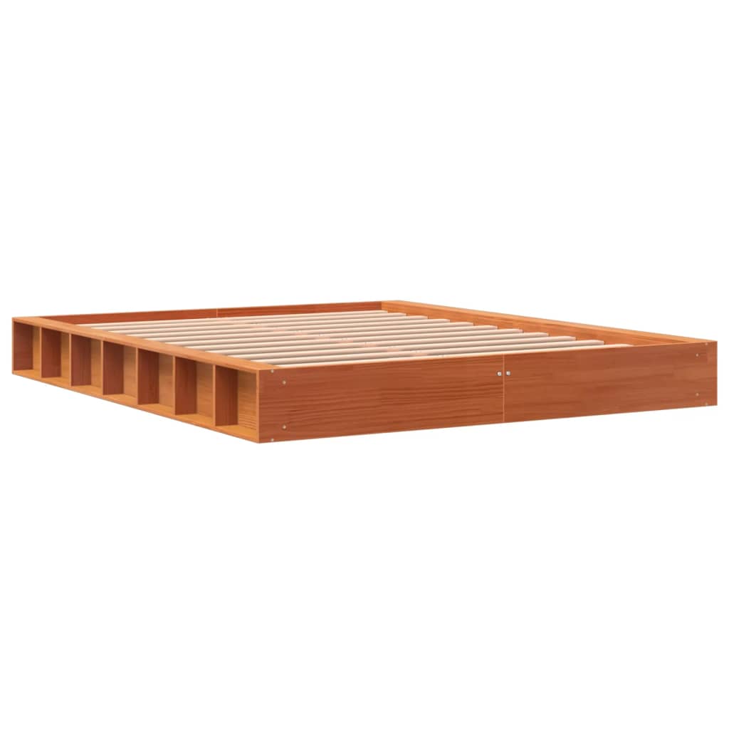 Bedframe zonder matras massief grenenhout wasbruin 150x200 cm is nu te koop bij PeponiXL, paradijselijk wonen!