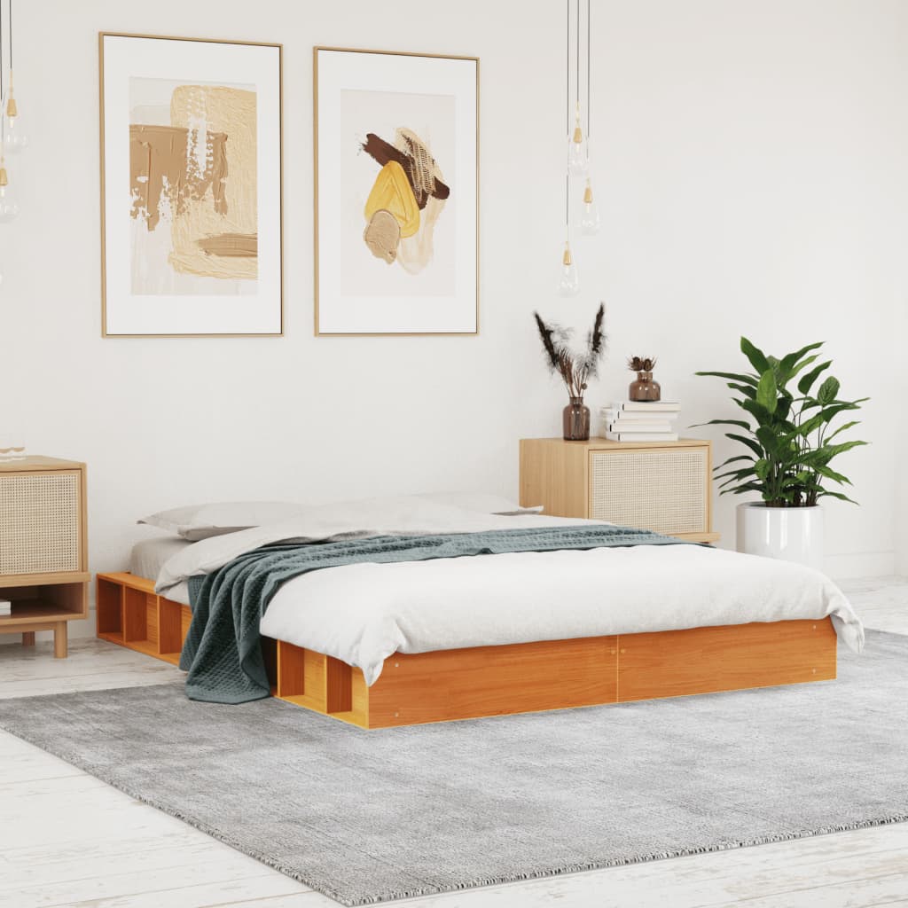 Bedframe zonder matras massief grenenhout wasbruin 120x200 cm is nu te koop bij PeponiXL, paradijselijk wonen!