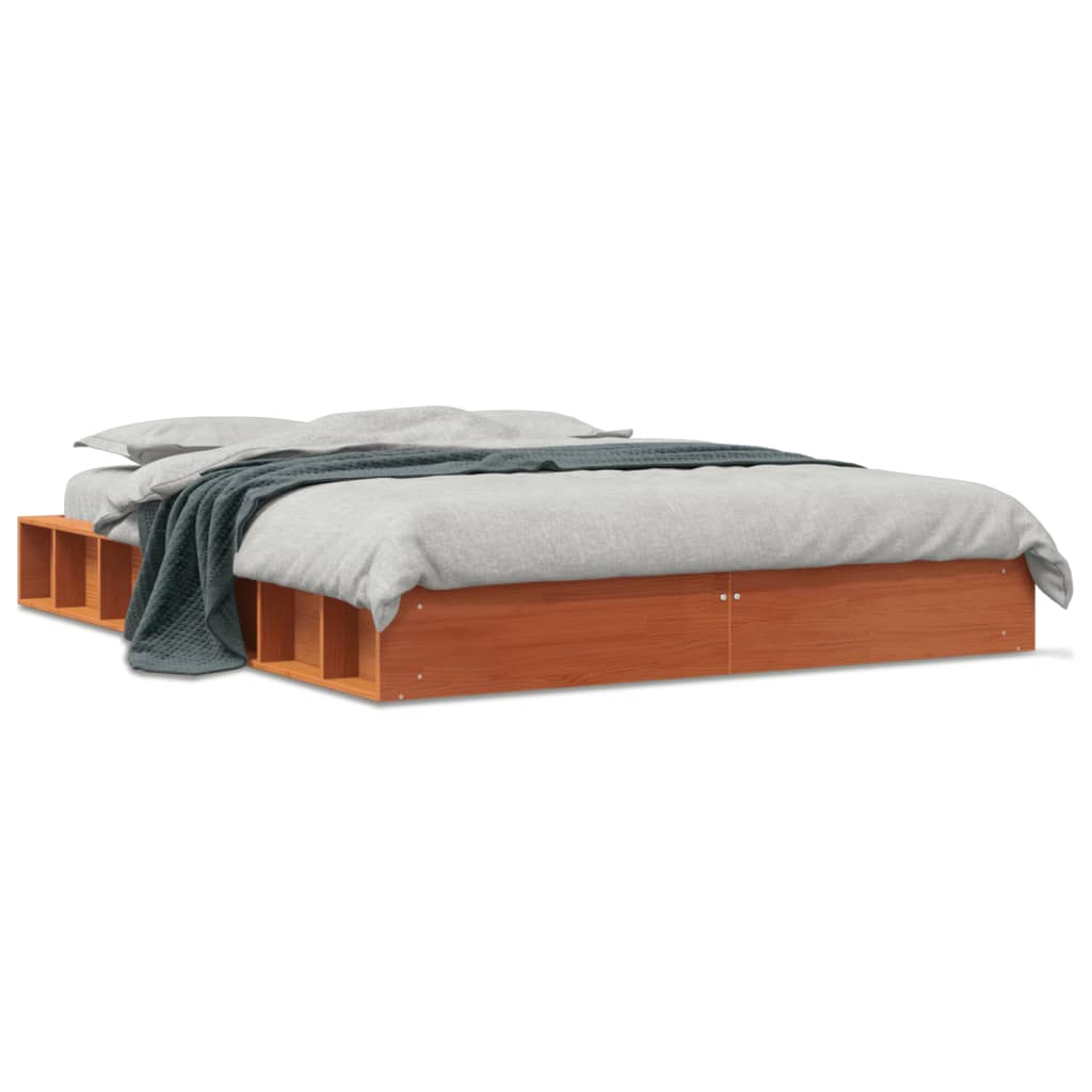 Bedframe zonder matras massief grenenhout wasbruin 120x200 cm is nu te koop bij PeponiXL, paradijselijk wonen!