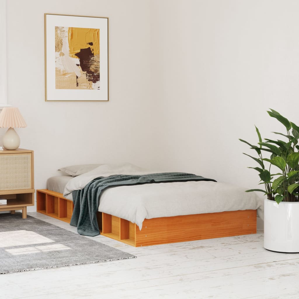 Bedframe zonder matras massief grenenhout wasbruin 75x190 cm is nu te koop bij PeponiXL, paradijselijk wonen!