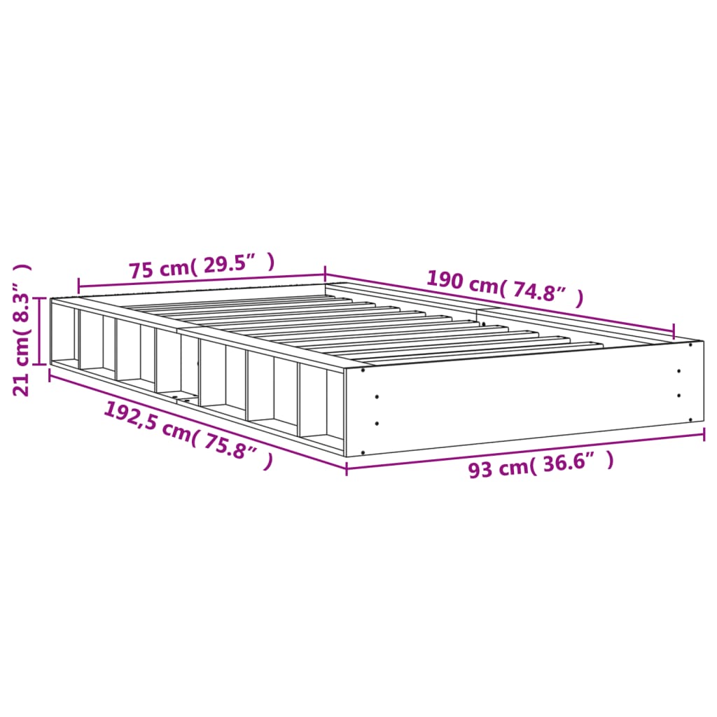 Bedframe zonder matras massief grenenhout wasbruin 75x190 cm is nu te koop bij PeponiXL, paradijselijk wonen!