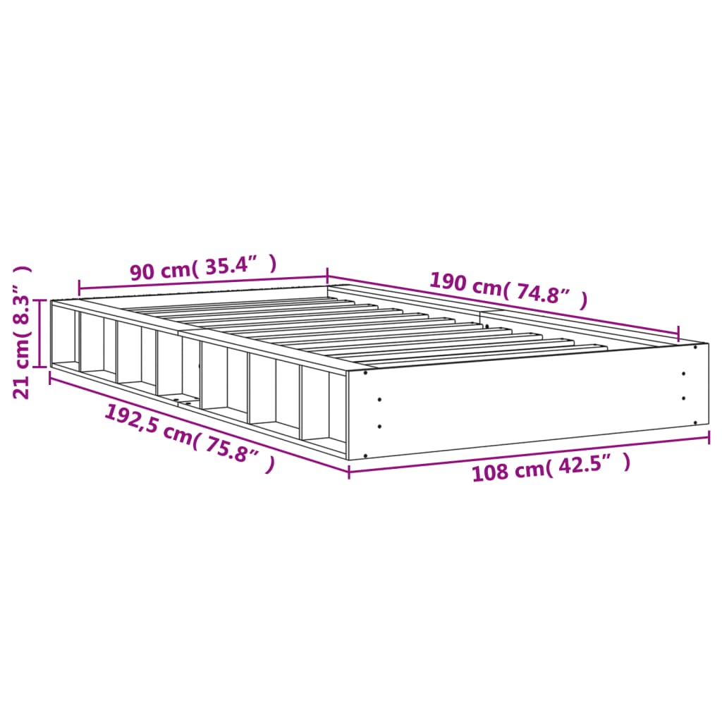 Bedframe zonder matras massief grenenhout wasbruin 90x190 cm is nu te koop bij PeponiXL, paradijselijk wonen!