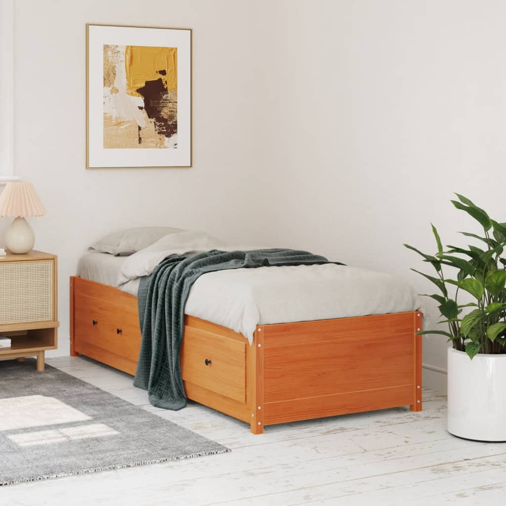 Slaapbank zonder matras 90x200 cm massief grenenhout wasbruin is nu te koop bij PeponiXL, paradijselijk wonen!