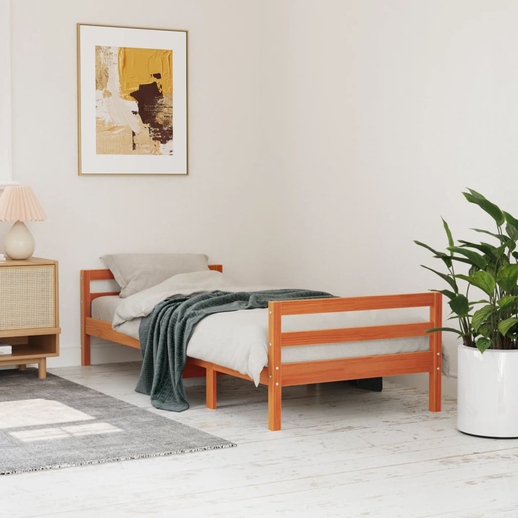 Bedframe zonder matras massief grenenhout wasbruin 90x200 cm is nu te koop bij PeponiXL, paradijselijk wonen!