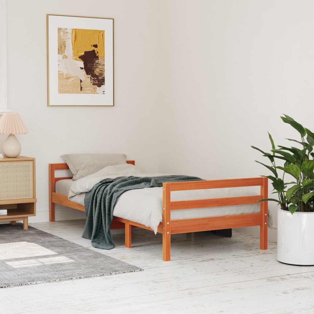 Bedframe zonder matras massief grenenhout wasbruin 90x190 cm is nu te koop bij PeponiXL, paradijselijk wonen!