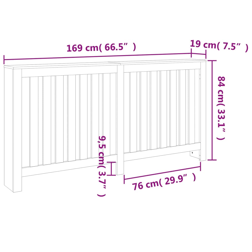 Radiatorombouw 169x19x84 cm massief grenenhout wasbruin is nu te koop bij PeponiXL, paradijselijk wonen!