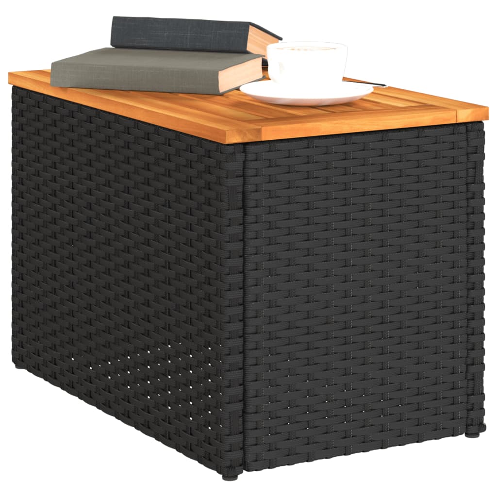 Tuinbijzettafels 2 st 55x34x37 cm hout poly rattan zwart is nu te koop bij PeponiXL, paradijselijk wonen!