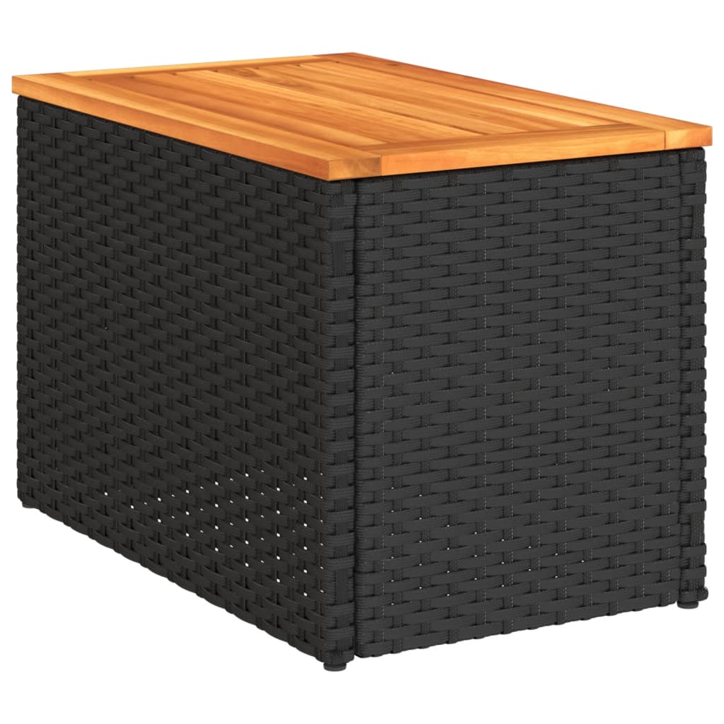 Tuinbijzettafels 2 st 55x34x37 cm hout poly rattan zwart is nu te koop bij PeponiXL, paradijselijk wonen!
