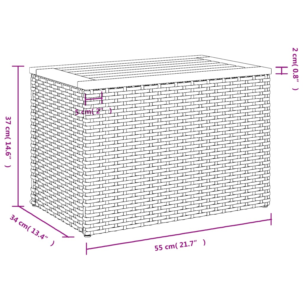 Tuinbijzettafels 2 st 55x34x37 cm hout poly rattan zwart is nu te koop bij PeponiXL, paradijselijk wonen!