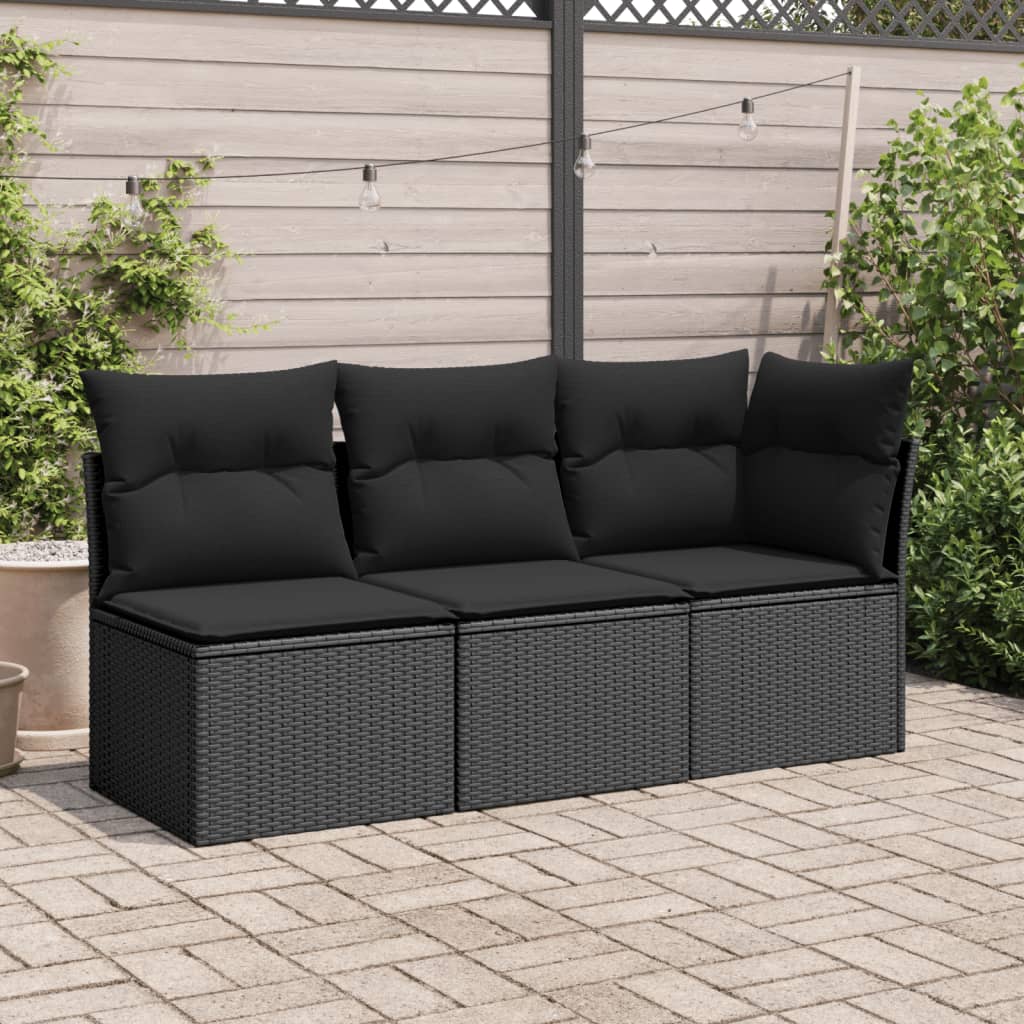 Tuinstoel zonder armleuningen met kussens zwart poly rattan is nu te koop bij PeponiXL, paradijselijk wonen!