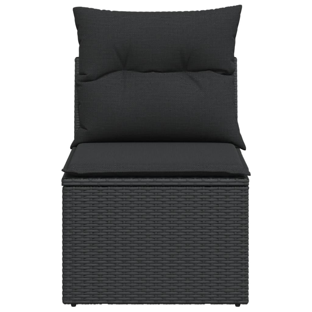 Tuinstoel zonder armleuningen met kussens zwart poly rattan is nu te koop bij PeponiXL, paradijselijk wonen!