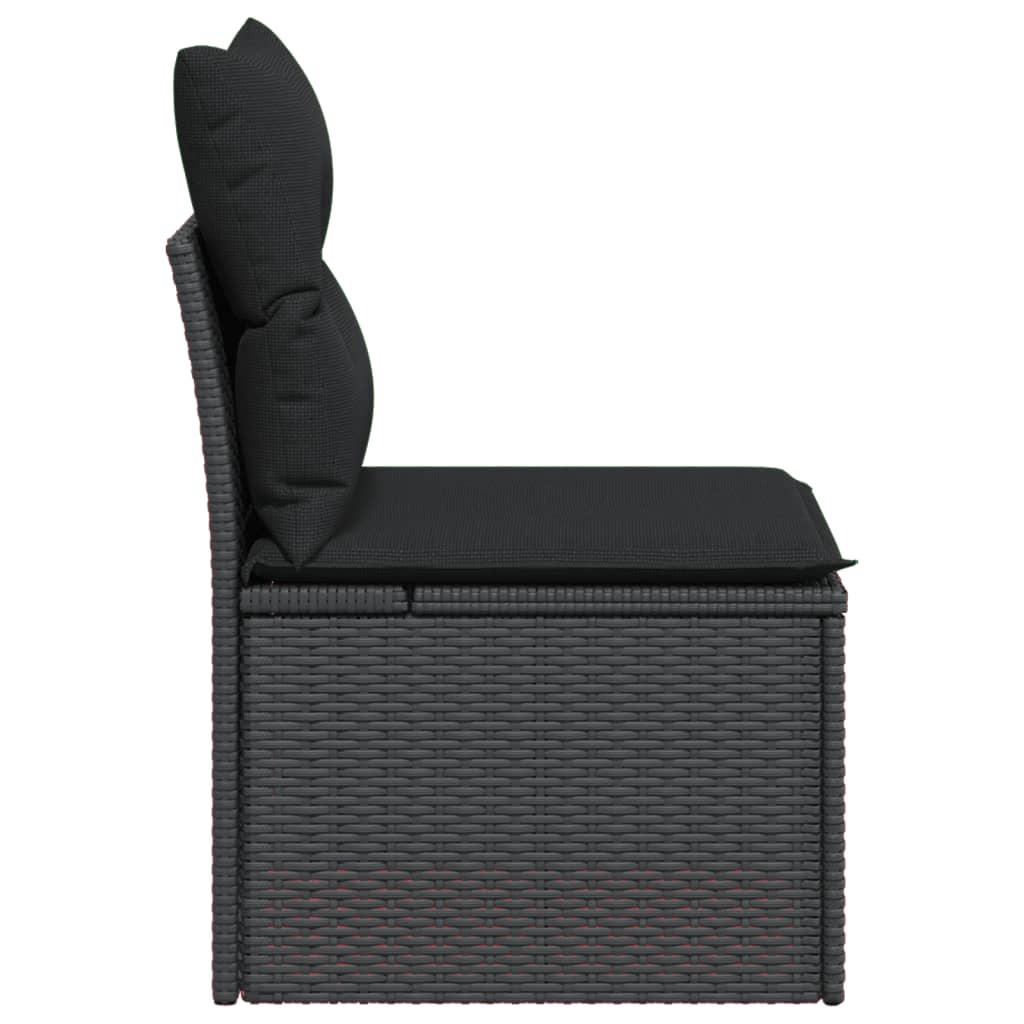 Tuinstoel zonder armleuningen met kussens zwart poly rattan is nu te koop bij PeponiXL, paradijselijk wonen!